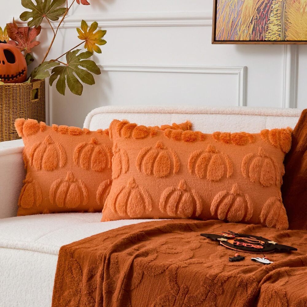 3307 UGASA Fall Pumpkins Pillow Covers 12x20 Inch 2 Packs Soft Plush Faux